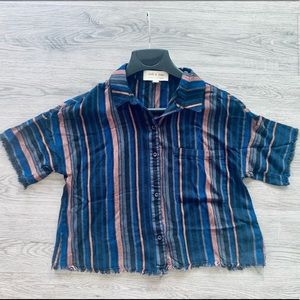 Cloth & Stone blue/brown striped shirt
